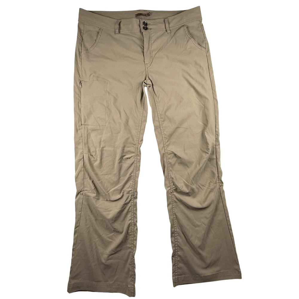 PrAna Halle Pants Women 14 Tan Nylon Stretch Outdoor Hiking Gorpcore Granola